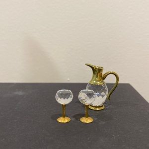Swarovski 3pc Crystal Memories mini pitcher and wine glass set